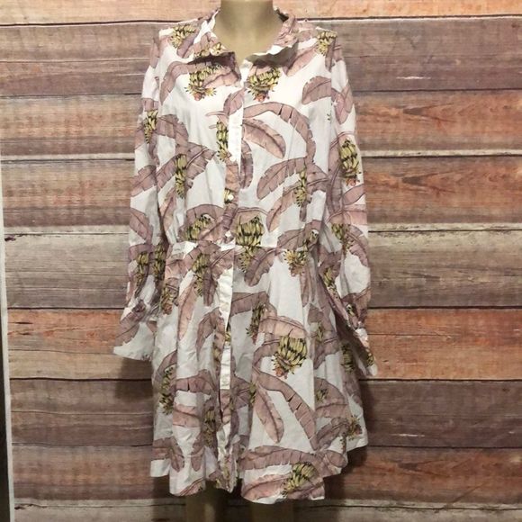 H&M Dresses & Skirts - H&M Desmond & Dempsey Balloon Sleeve Cotton Dress Banana Leaves 2xl B15